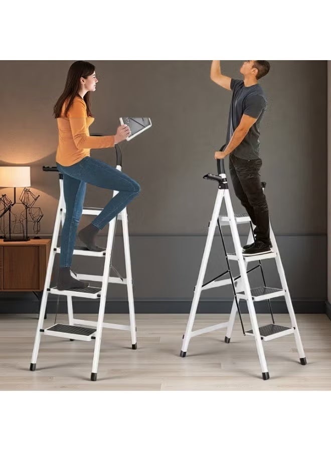 BLOOMING TIME 4-Step Foldable Non-Slip Family Step Ladder, Portable Folding Step Ladder, Multi-Function Step Ladder - Image 3